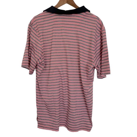 Byron Nelson Pink Navy Striped 3 Button Cotton Short Sleeve Polo Sz L - Picture 2 of 7